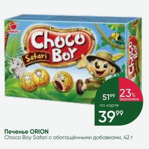 Печенье ORION Choco Boy Safari с обогащёнными добавками, 42 г