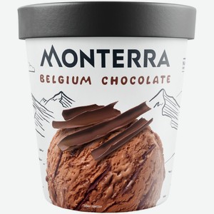 Мороженое сливочное Monterra Belgium Chocolate с бельгийским шоколадом и шоколадным соусом 10.5%, 276г