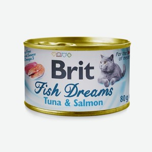 Brit консервы для кошек, с тунцом и лососем (80 г)