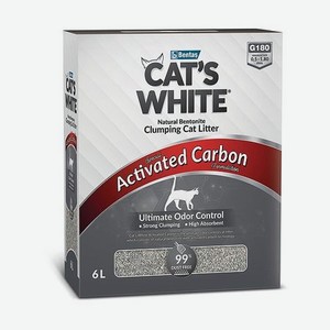 Наполнитель для кошек Cats White Box комкующийся с активированным углем 6л