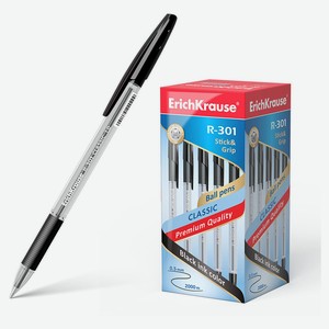 Ручка шариковая ErichKrause R-301 Classic Stick&Grip 1.0, черная, 1 шт