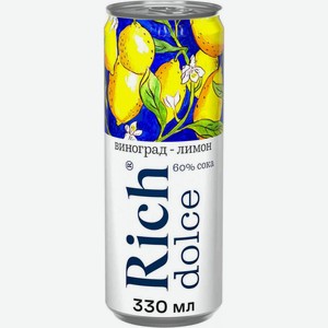 Напиток сокосодержащий Rich Dolce Виноград-лимон, 0,33 л