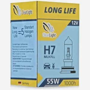 Лампа автомобильная галогенная CLEARLIGHT MLH7LL, H7, 12В, 55Вт, 3500К, 1шт