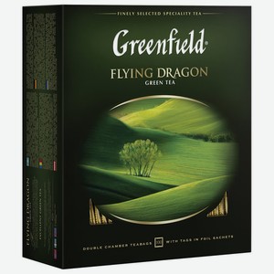 Чай GREENFIELD  Flying Dragon , зеленый, 100 пакетиков в конвертах по 2г, 0585