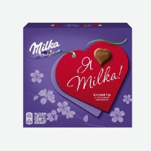 Конфеты  Милка , из молочного шоколада с ореховой начинкой, из молочного шоколада с молочной начинкой, 110 г