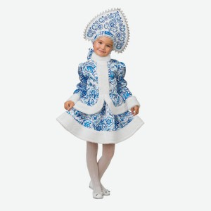 Карнавальный костюм  Снегурочка Гжель , кафтан, юбка, кокошник, р.34, рост 134 см 2221284