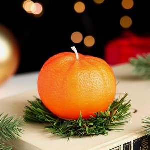 Свеча декоративная  Новогодний мандарин  6*6*6 см