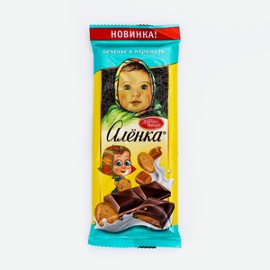 Шоколад молочный АЛЕНКА Печенье и карамель, 87 г