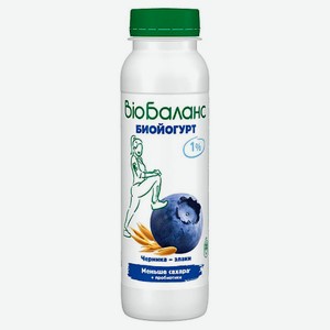 Йогурт Био-баланс 270г 1% Черника Злаки Пл/бут