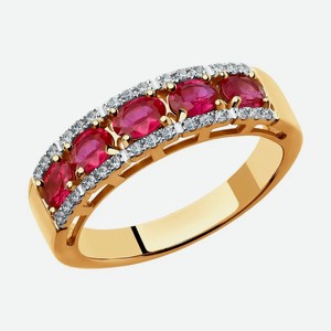 Кольцо SOKOLOV Diamonds из золота с бриллиантами и рубинами 4010605, размер 16.5