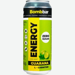 Напиток Bombbar L-Каратин гуарана лайм мята безалкогольный 500мл