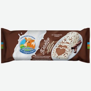 Мороженое Коровка из Кореновки Двухслойное Пломбир ванильный и шоколадный с шоколадной крошкой, 400 г