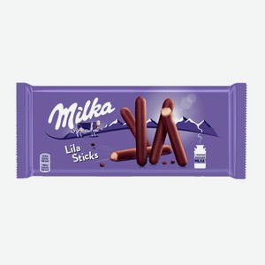 Печенье-палочки Milka Lila Sticks покрытое молочным шоколадом 112 г