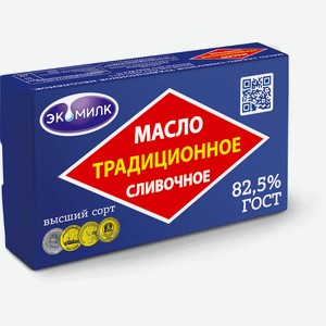 Масло Экомилк сладко-сливочное Традиционное 82.5%, 180г Россия