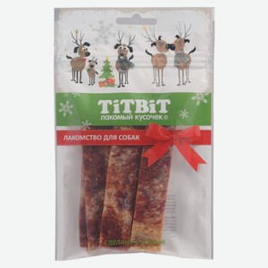 Лакомство для собак TITBIT Мраморные стейки из говядины для собак Новогодняя коллекция, 80 г