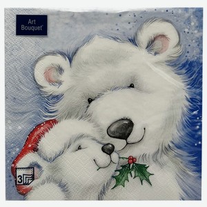 Салфетки Art Bouquet 33х33 Белые медведи 3сл 20шт
