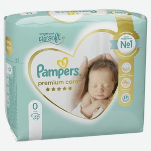 Подгузники PAMPERS Premium Care Newborn (< 3кг) Микро Упаковка 22шт