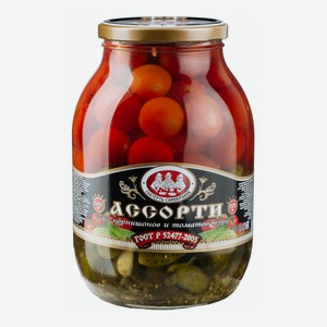 Ассорти из корнишонов и томатов черри Скатерть-Самобранка 1,31 кг