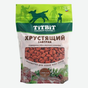 Лакомство TiTBiT Хрустящий завтрак говядина-лен-яблоко-клюква для собак 700 г