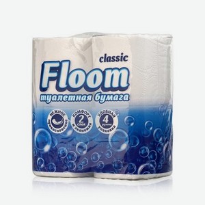 Туалетная бумага Floom 2х-слойная , белая 4шт