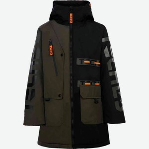Куртка зимняя для мальчика Playtoday Tech25 цвет: чёрный/хаки/оранжевый, 146 р-р