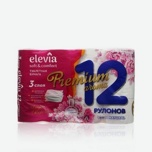 Туалетная бумага Elevia Premium   Unique perfume   3х-слойная 12шт