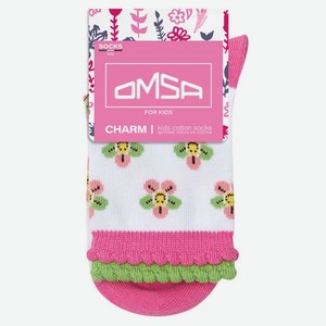 Носки для девочек OMSA kids Charm bianco-rosso, р 31-34
