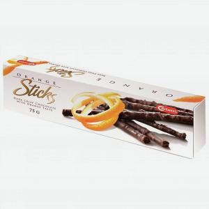 Хрустящие палочки КПРЛЕТТИ из темного шоколада, со вкусом апельсина, 75г