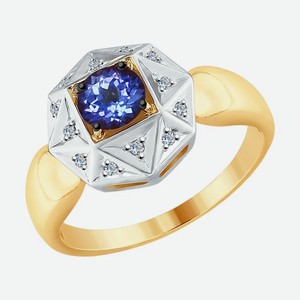 Кольцо SOKOLOV Diamonds из золота с бриллиантами и танзанитом 6014049, размер 16.5
