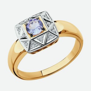 Кольцо SOKOLOV Diamonds из золота с бриллиантами и танзанитом 6014048, размер 16
