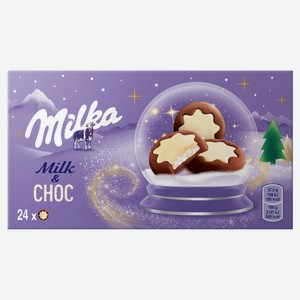 Печенье Milka с молочной начинкой и какао частично покрытое белой шоколадной глазурью, 150 г