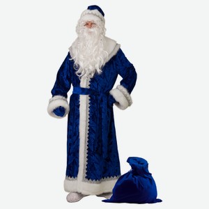 Карнавальный костюм для взрослых Дед Мороз велюр тиснение синий