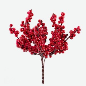 Набор веток «Азалия Декор» с ягодами на вставках L16см красный, 6 шт