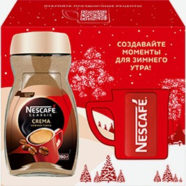 Подарочный Набор Кофе Нескафе Классик Крема + Кружка, Растворимый, 190 Г