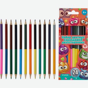 Набор карандашей Wow Play цветных 2 стороны 3 грани 12шт