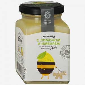 Крем-мёд Медовый дом натуральный цветочный с лимоном и имбирем, 320г