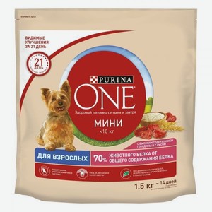 Корм для собак сухой говядина-рис Purina One 1,5кг