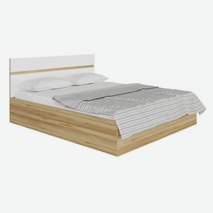 Двуспальная кровать Ненси Дуб золотой / Белый глянец 140х200 см Без подъемного механизма