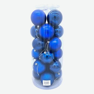 Набор шаров на ель синий 8 см 24 шт