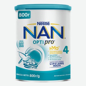 Детская смесь NAN 4 Optipro молочная для роста иммунитета и развития мозга с 18 месяцев 800 г