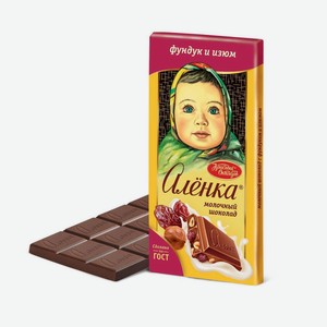 Шоколад с фунд. и изюмом 90г Аленка