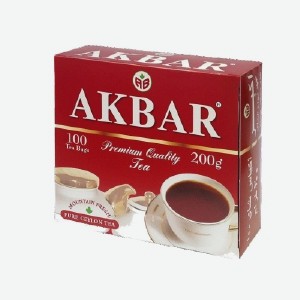 Чай  Акбар ,черный, цейлон, красно-белая серия, 100 пак