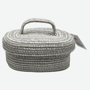 Корзина плетеная для хранения TrendTime с крышкой серая, 20х15х10 см