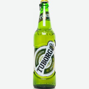 Пиво Tuborg Green светлое пастеризованное 4.6% 0.5 л, стеклянная бутылка