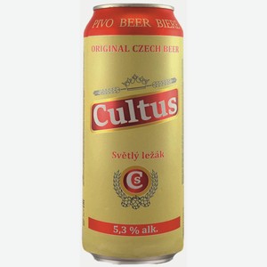 Пиво  Культус Светлы Лежак  св. фильтр. паст. 5,3% ж/б 0,5л, Чехия