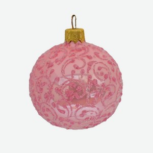 Шар Вьюнок-веточка морозная, 8,5 см, стекло, розовый, в подарочной упаковке