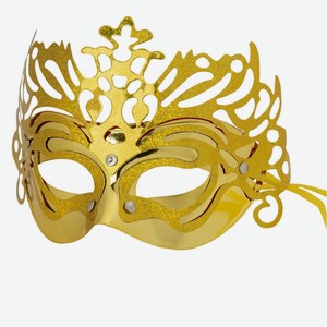 Маска маскарадная Золотая ажурная с лентой для крепления на голове, 19.5x14x10 см