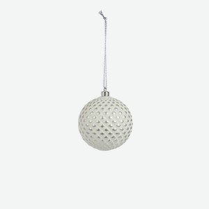 Елочное украшение шар, 8см, пластик, белый, дизайн в ассортименте