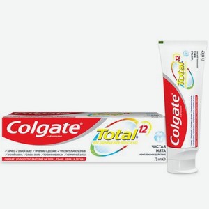 Зубная паста Colgate Total 12 Чистая мята с цинком и аргинином для комплексной антибактериальной защиты всей полости рта в течение 12 часов, 75 мл