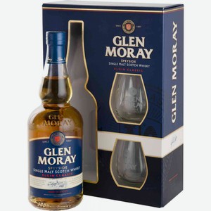 Виски Glen Moray Elgin Classic + 2 бокала в подарочной упаковке 40 % алк., Великобритания, 0,7 л